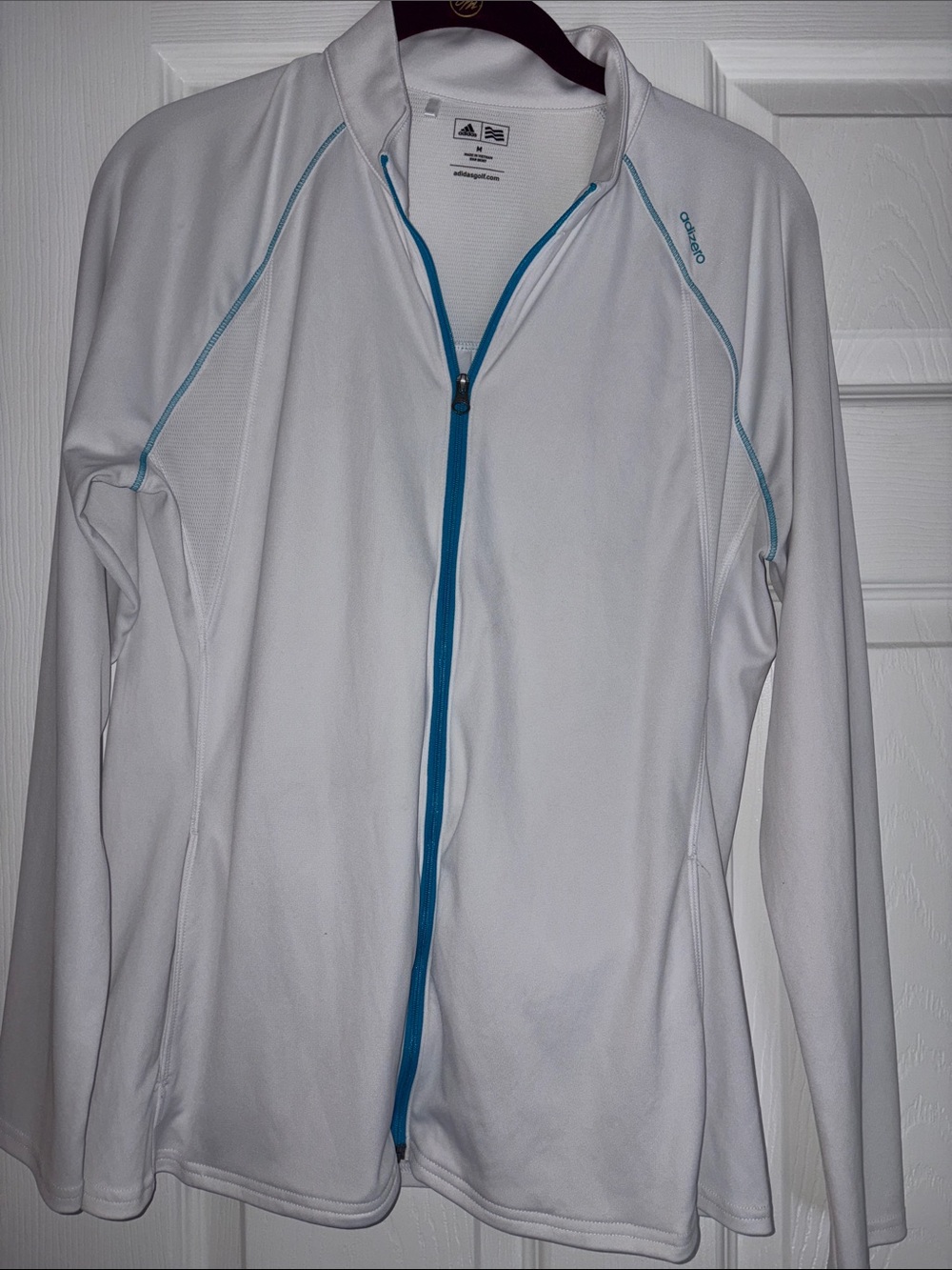 adidas White Golf Jacket with Blue Trim